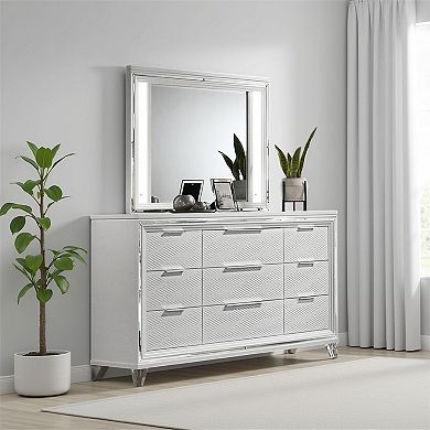 Mory LED Dresser Mirror, Touch Lighting, Wood Frame