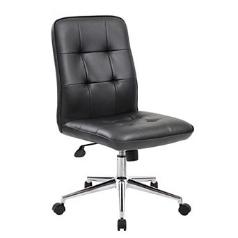 Swivel Office Chair, Tufted Seat & Back, Chrome Base