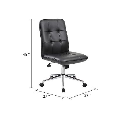 Swivel Office Chair, Tufted Seat & Back, Chrome Base
