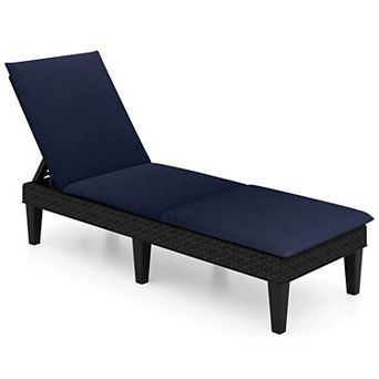 Costway Patio Lounge Chair Recliner Chair with 3-Position Adjustable Backrest & Cushion