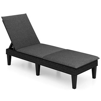 Costway Patio Lounge Chair Recliner Chair with 3-Position Adjustable Backrest & Cushion