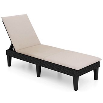 Costway Patio Lounge Chair Recliner Chair with 3-Position Adjustable Backrest & Cushion