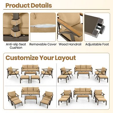 Merax 6-Piece Outdoor Patio Furniture Set, Steel Frame Sofa Set