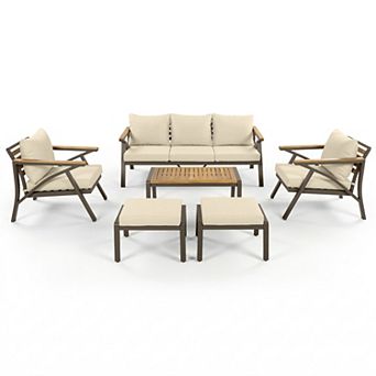 Merax 6 pc Outdoor Patio Furniture Set, Steel Frame Sofa Set