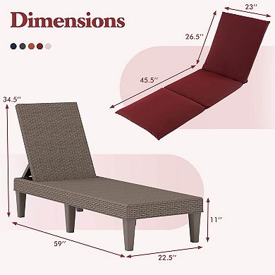 Costway Patio Lounge Chair Recliner Chair with 3-Position Adjustable Backrest & Cushion