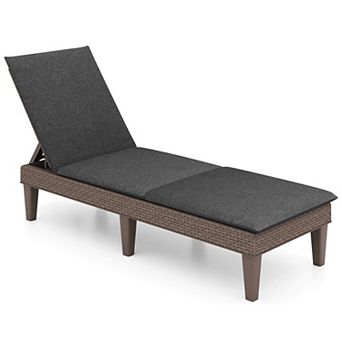Costway Patio Lounge Chair Recliner Chair with 3-Position Adjustable Backrest & Cushion