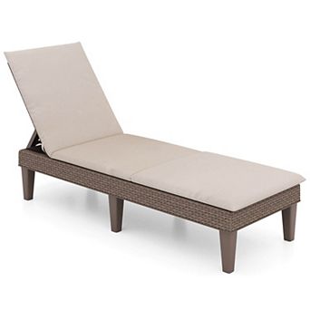 Costway Patio Lounge Chair Recliner Chair with 3-Position Adjustable Backrest & Cushion