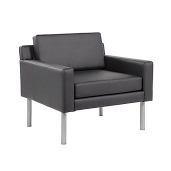 Oversized Lounge Chair, Antimicrobial Vinyl, Nickel Legs