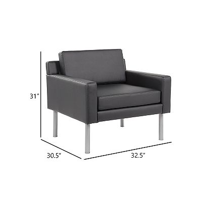 Oversized Lounge Chair, Antimicrobial Vinyl, Nickel Legs
