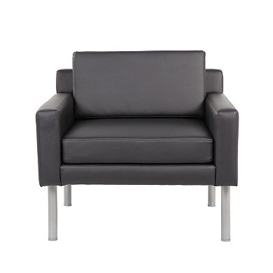 Oversized Lounge Chair, Antimicrobial Vinyl, Nickel Legs