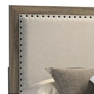 Shannon Panel Bed with Nailhead Trim, Fabric, Wood