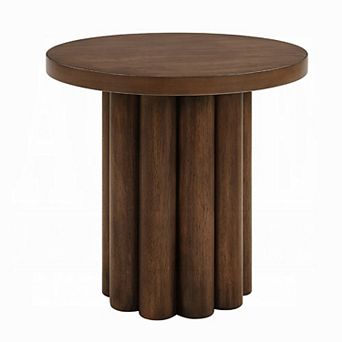 Sana Side End Table, Round Top, Rustic Fluted Base