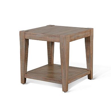Lilly Side End Table, 1 Shelf, Weathered Brown, 24 Inch Square