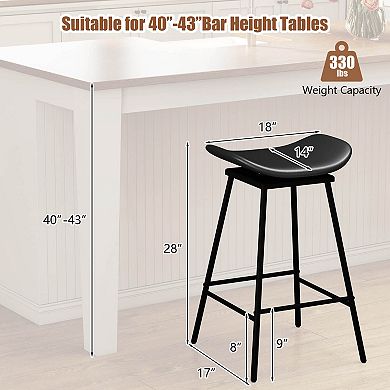 Costway Swivel Barstools Faux Leather Upholstered Backless Bar Height Chairs