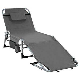 Costway Outdoor Folding Chaise 5-Position Lounge Chair with Face Hole & Adjustable Footrest