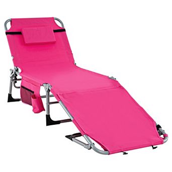Costway Outdoor Folding Chaise 5-Position Lounge Chair with Face Hole & Adjustable Footrest
