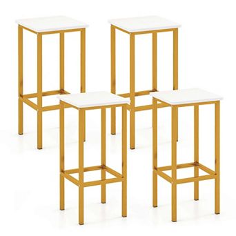 Costway 4 pc 26"Bar Stool Set with Metal Frame Footrest Backless Counter Height Stool