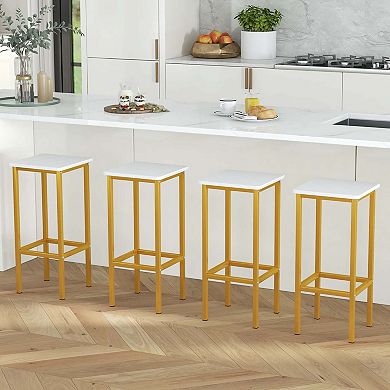 Costway 4 PCS 26"Bar Stool Set with Metal Frame Footrest Backless Counter Height Stool