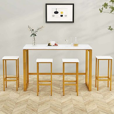 Costway 4 PCS 26"Bar Stool Set with Metal Frame Footrest Backless Counter Height Stool
