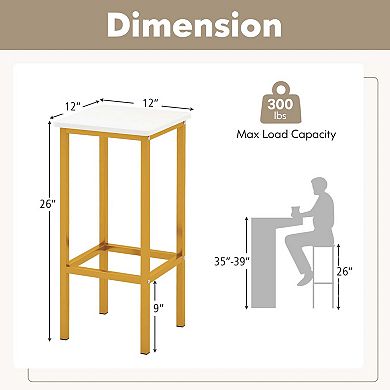 Costway 4 PCS 26"Bar Stool Set with Metal Frame Footrest Backless Counter Height Stool