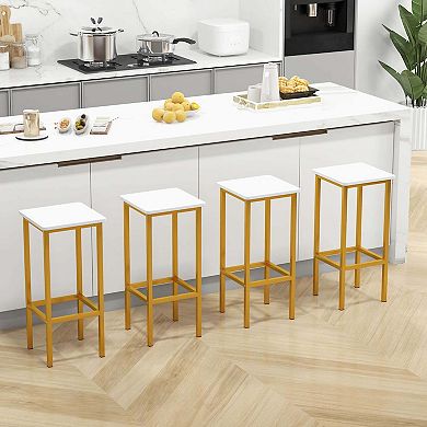 Costway 4 PCS 26"Bar Stool Set with Metal Frame Footrest Backless Counter Height Stool