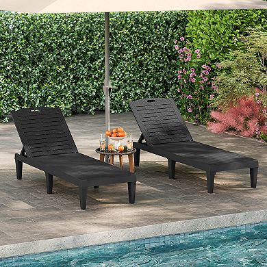 Costway Chaise Lounge Chairs Set of 2 with 5-Position Adjustable Backrests Easy Assembly