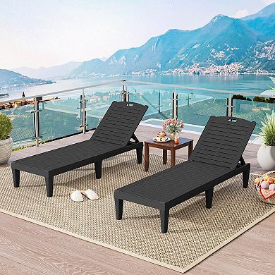 Costway Chaise Lounge Chairs Set of 2 with 5-Position Adjustable Backrests Easy Assembly
