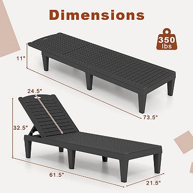 Costway Chaise Lounge Chairs Set of 2 with 5-Position Adjustable Backrests Easy Assembly