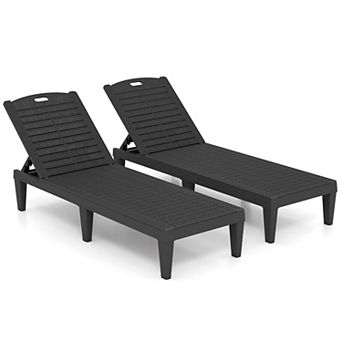 Costway Chaise Lounge Chairs Set of 2 with 5-Position Adjustable Backrests Easy Assembly
