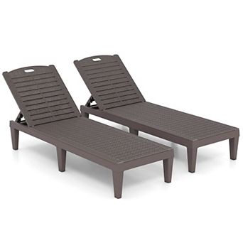 Costway Chaise Lounge Chairs Set of 2 with 5-Position Adjustable Backrests Easy Assembly