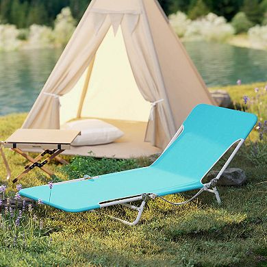 Costway 2 PCS Outdoor Folding Chaise Lounge with Carry Strap, Metal Frame for Patio Poolside