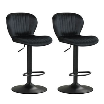 Costway Bar Stools with Velvet Upholstered Backrests Padded Seats Metal Footrests