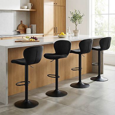 Costway Bar Stools with Velvet Upholstered Backrests Padded Seats Metal Footrests