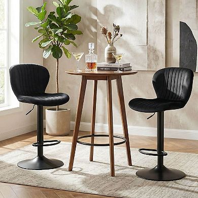 Costway Bar Stools with Velvet Upholstered Backrests Padded Seats Metal Footrests