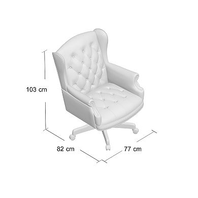 Oversize Executive Chair, Traditional Wingback Tufted Vinyl