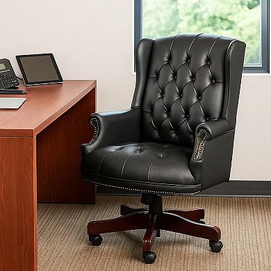 Oversize Executive Chair, Traditional Wingback Tufted Vinyl