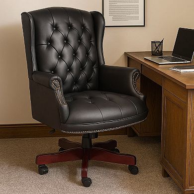Oversize Executive Chair, Traditional Wingback Tufted Vinyl