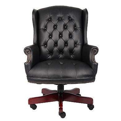 Oversize Executive Chair, Traditional Wingback Tufted Vinyl