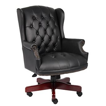 Oversize Executive Chair, Traditional Wingback Tufted Vinyl