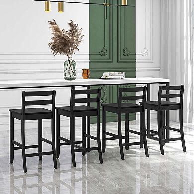 Costway 24-Inch Wooden Bar Stools Set of 4 with Ergonomic Backrest Counter Height Stools