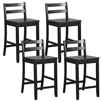 Costway 24-Inch Wooden Bar Stools Set of 4 with Ergonomic Backrest Counter Height Stools
