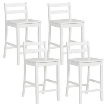 Costway 24-Inch Wooden Bar Stools Set of 4 with Ergonomic Backrest Counter Height Stools