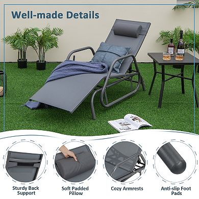 Costway 2PCS Patio Chaise Lounge Glider Recliner Chair Adjustable Sturdy Frame Outdoor