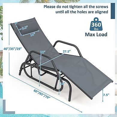 Costway 2PCS Patio Chaise Lounge Glider Recliner Chair Adjustable Sturdy Frame Outdoor