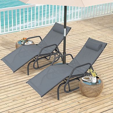 Costway 2PCS Patio Chaise Lounge Glider Recliner Chair Adjustable Sturdy Frame Outdoor