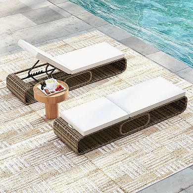 Costway Outdoor Chaise Lounge Chair with Adjustable Backrest Cushion and Storage