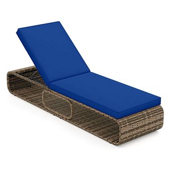 Costway Outdoor Chaise Lounge Chair with Adjustable Backrest Cushion and Storage