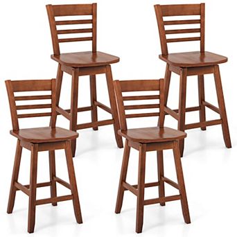 Costway 4 pc 24.5" Counter Height Bar Chairs Swivel Bar Stools with Hollow Backrest