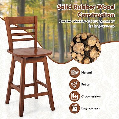 Costway 4 PCS 24.5" Counter Height Bar Chairs Swivel Bar Stools with Hollow Backrest