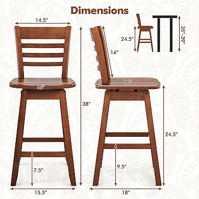 Costway 4 PCS 24.5" Counter Height Bar Chairs Swivel Bar Stools with Hollow Backrest